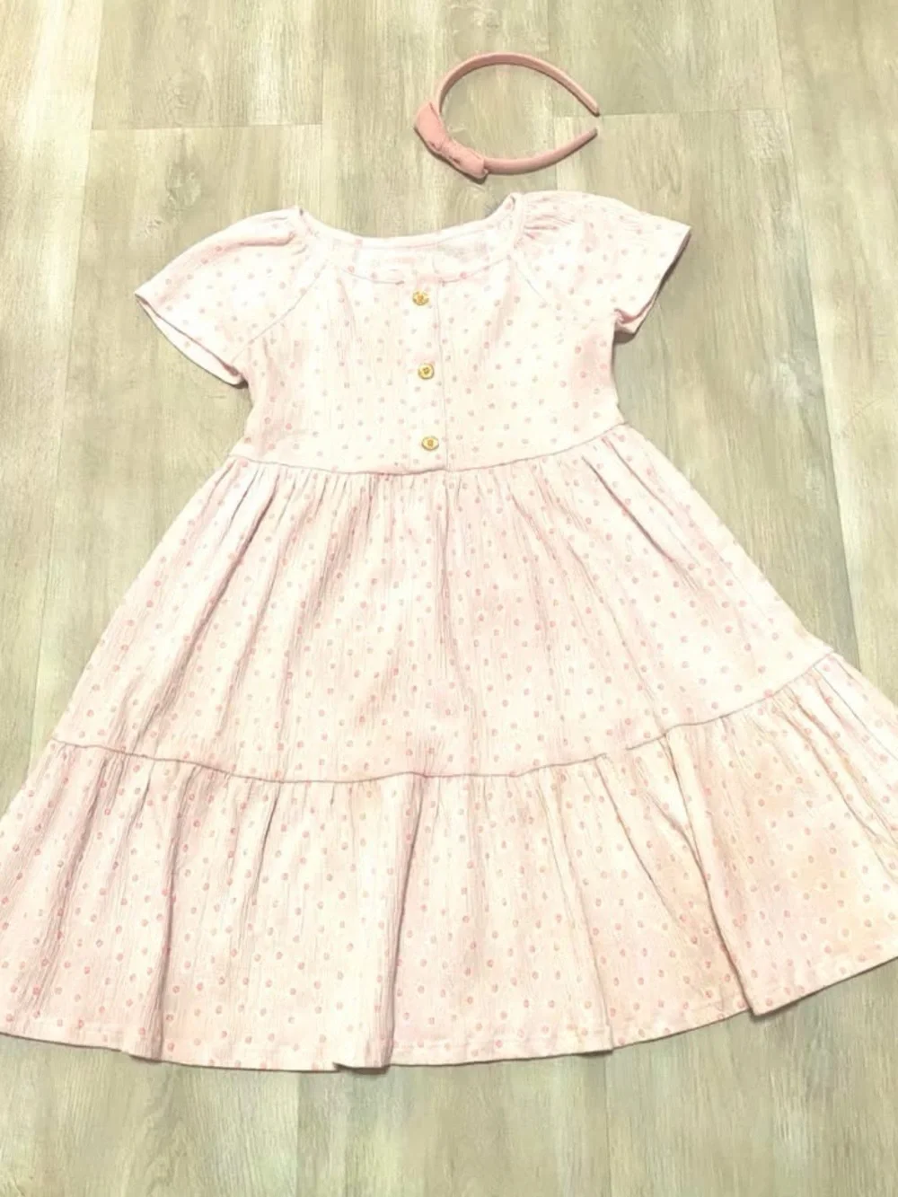 Girls' Pink Eyelet Tiered Summer Dress